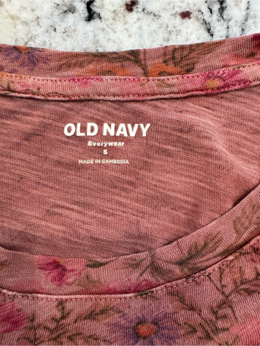 Old Navy Everywear Floral Tee Small Pink Boho Cottagecore Cotton Top - Picture 3 of 7